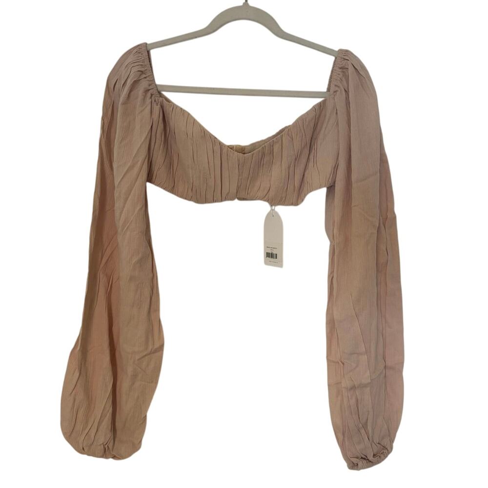 NWT Rumer Camille Long Sleeve Crop Top In Nude Size Large